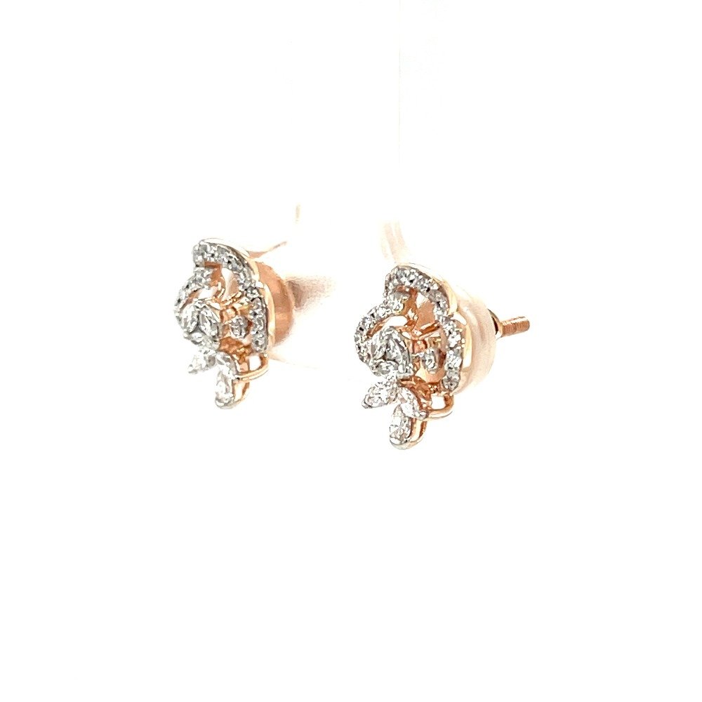 Glittering Diamond Cluster Earrings in Rose Gold