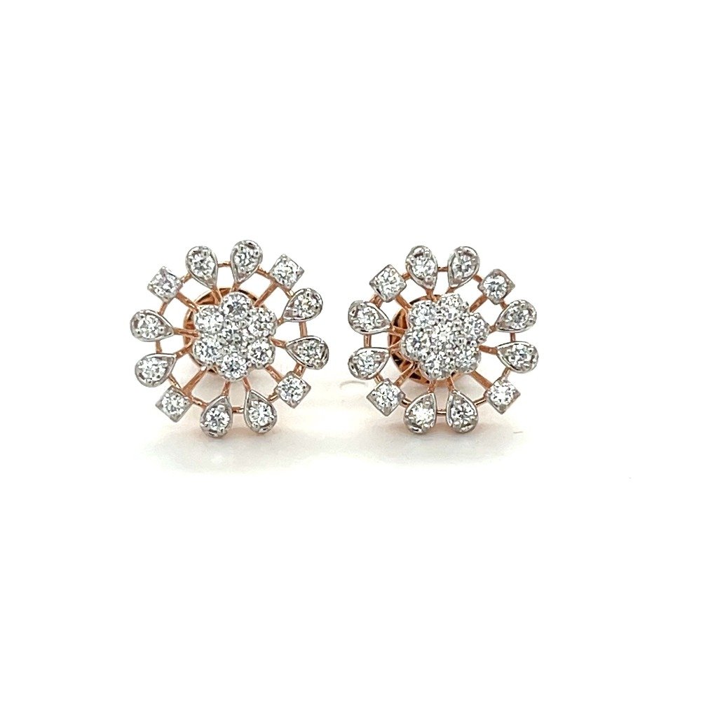 Timeless Snowflake Diamond Stud Earrings in 14k Rose Gold