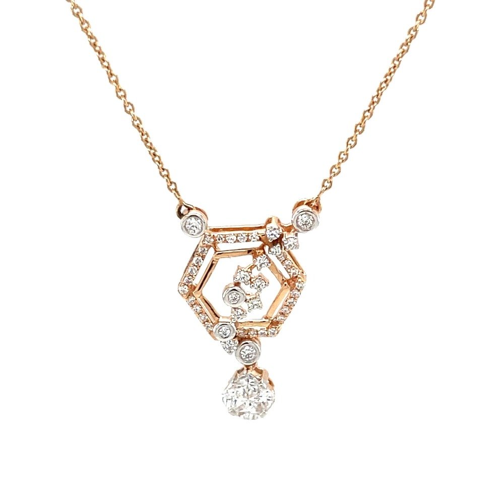 Hexagon Diamond Pendant with Cushion cut Pressure Setting