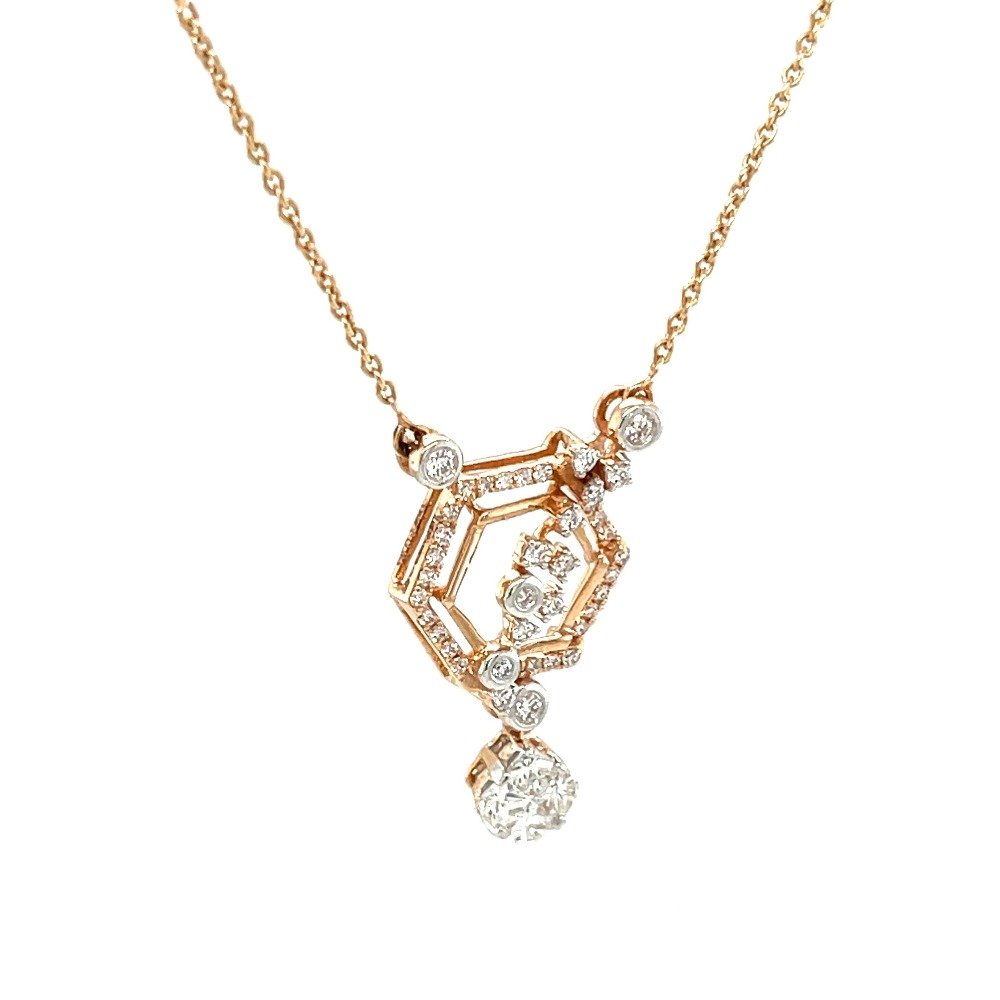 Hexagon Diamond Pendant with Cushion cut Pressure Setting