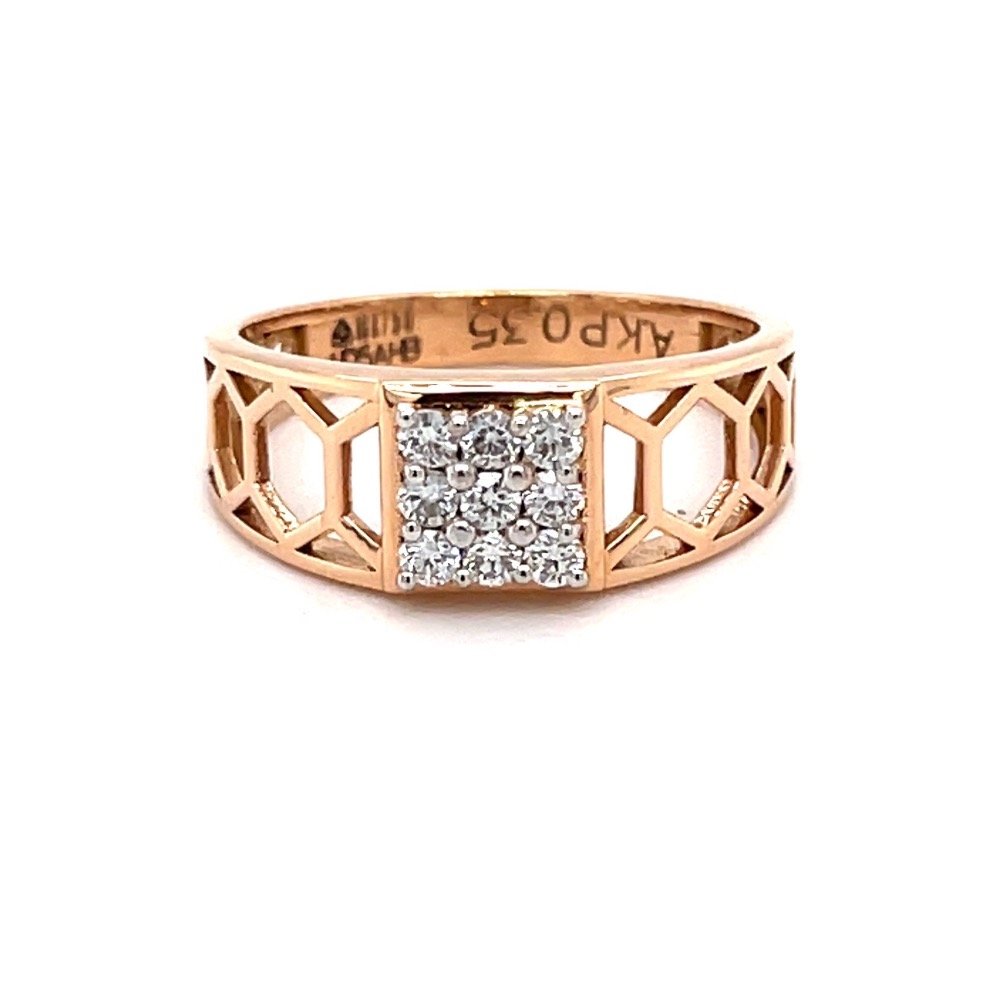 Honey Comb Mens Diamond Ring in Ros...