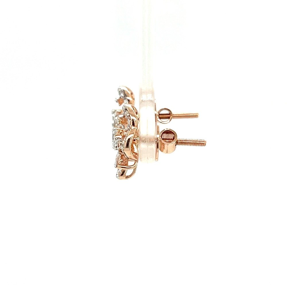 Glittering Diamond Cluster Earrings in Rose Gold