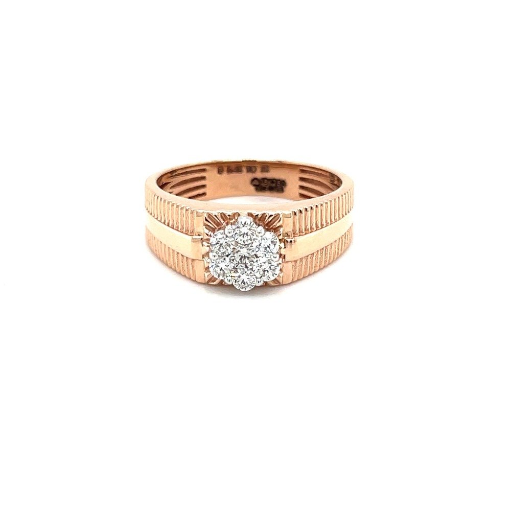 Mens Ring with Solitaire Effect in Diamonds in Rose Gold