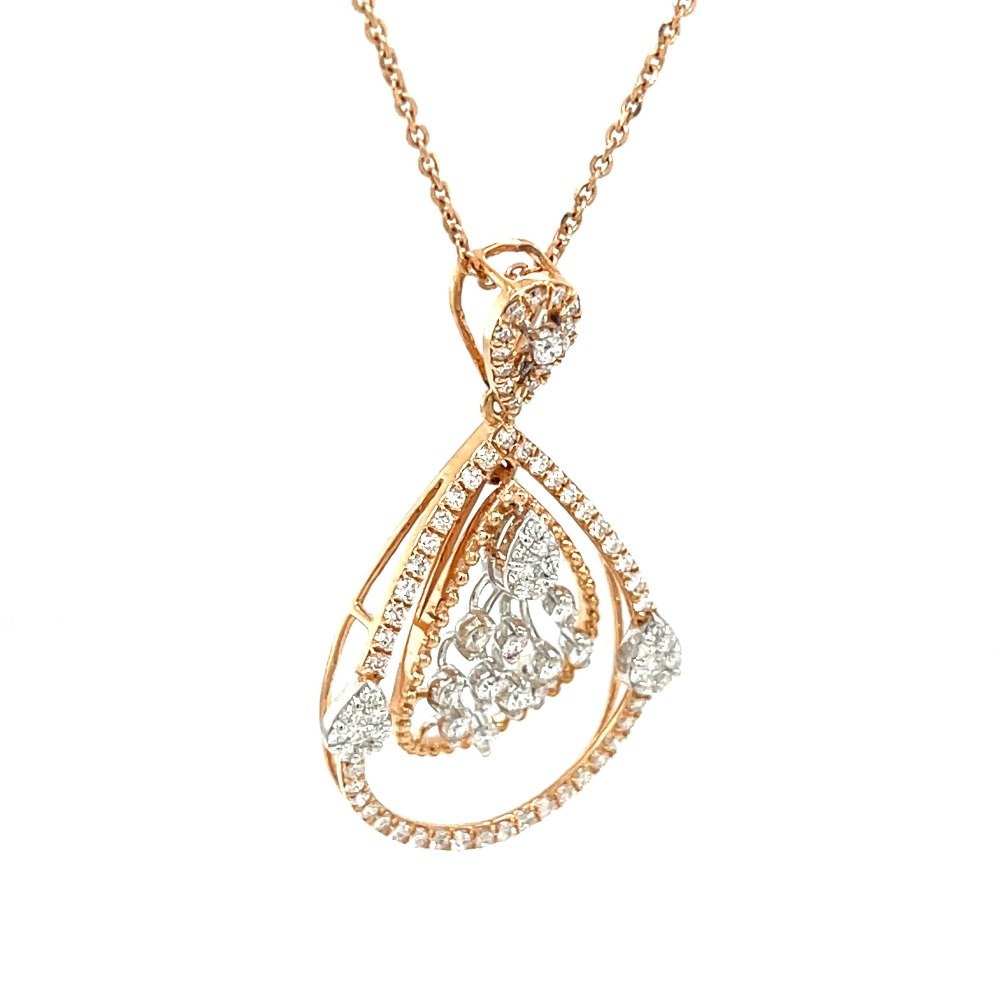 Tear Drop Diamond Pendant in Rose Gold with Hinges