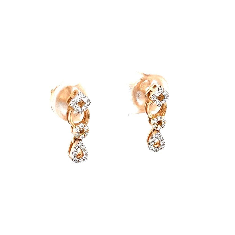 Delicate geometrical design diamond earrings in 18k rose gold 9top99