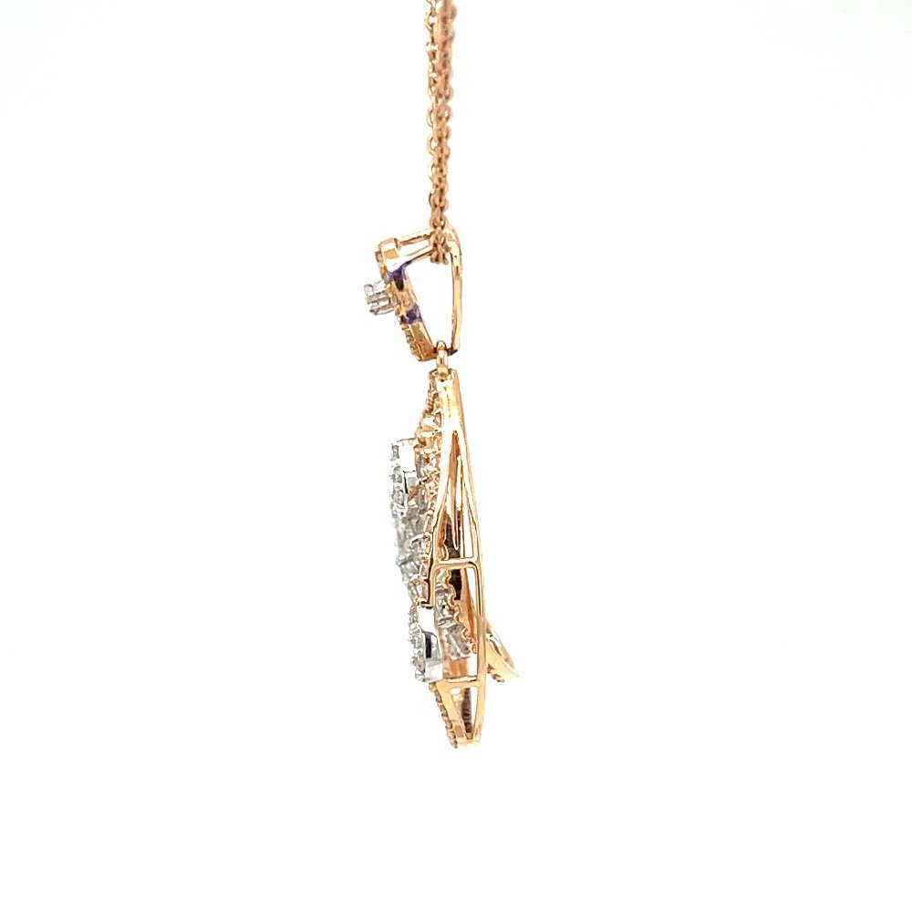 Tear Drop Diamond Pendant in Rose Gold with Hinges