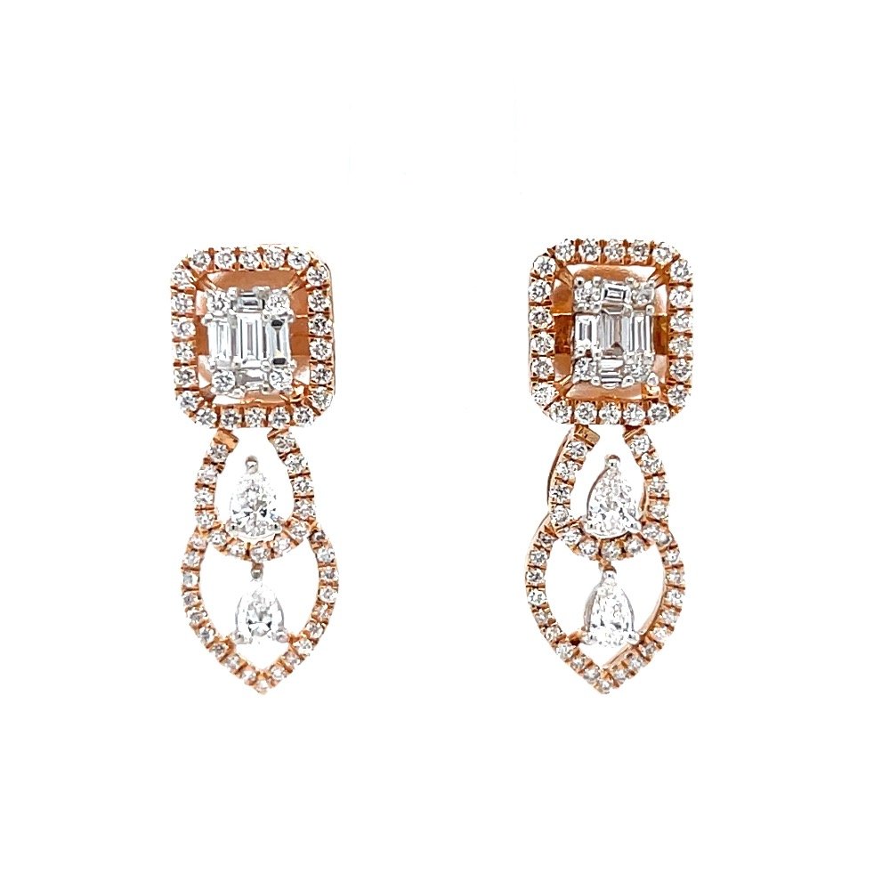 Marvellous diamond drop earrings in 18k hallmark rose gold 0top165