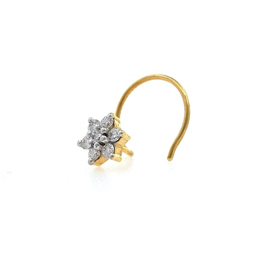 18kt / 750 yellow gold fancy nose pin in diamond 9np133