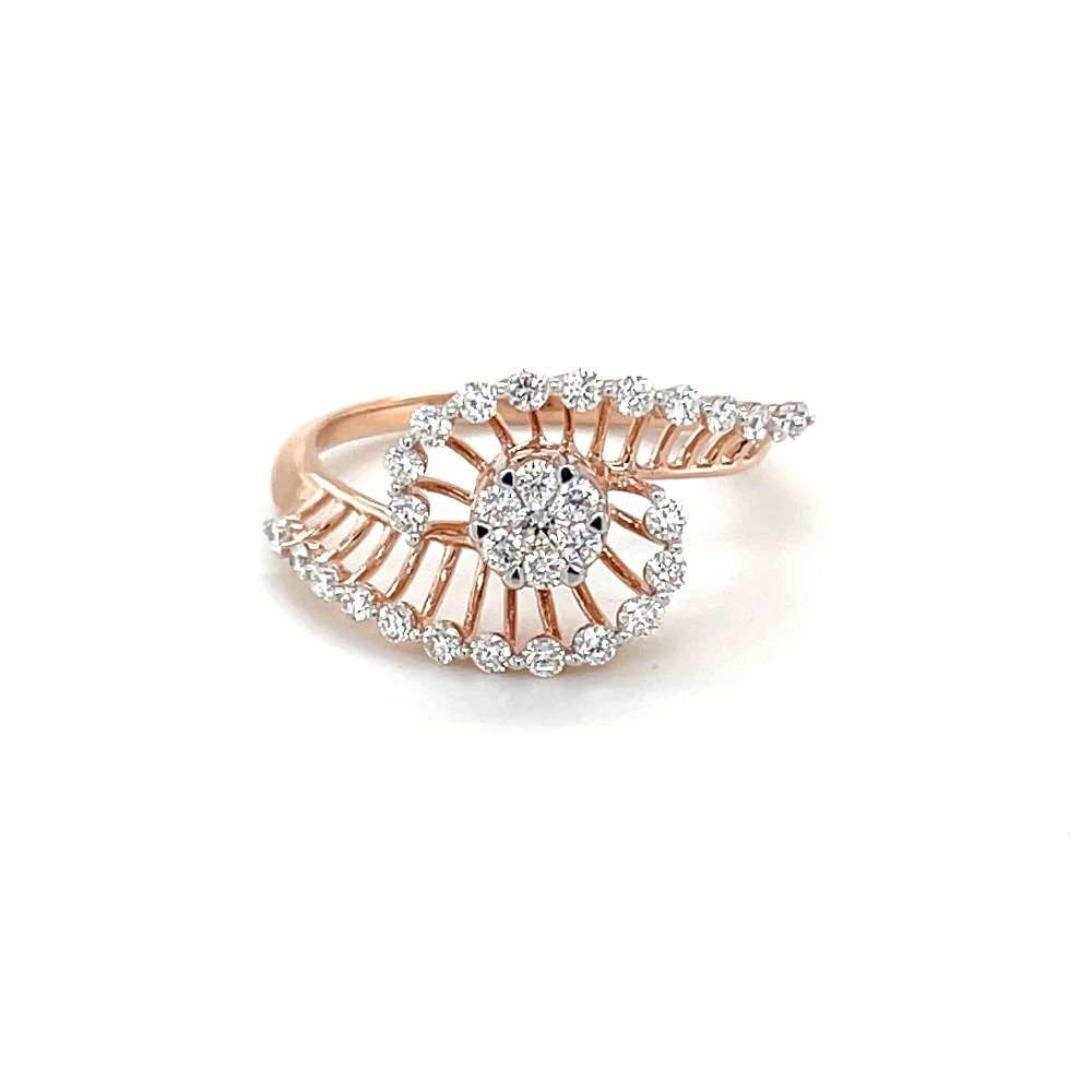 Spiral rose gold ring with round di...