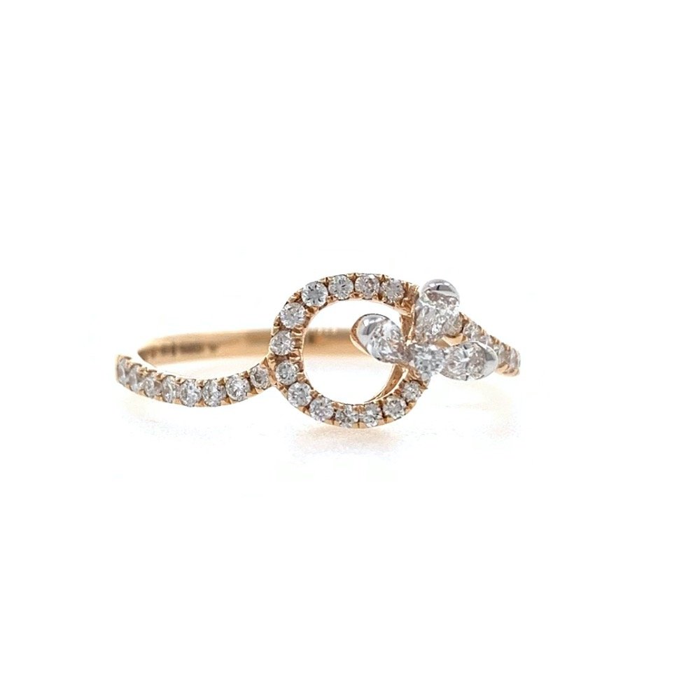 Jolie Diamond Ring for Everyday Wear with Pear & Round Diamonds in 18k Rose Gold - VVS EF - 0.30 carats - 1.640 grams - 0LR35