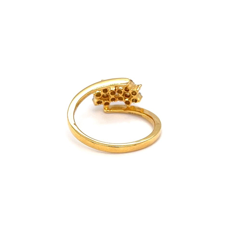 Two flower with cross band in 18k hallmark yellow gold