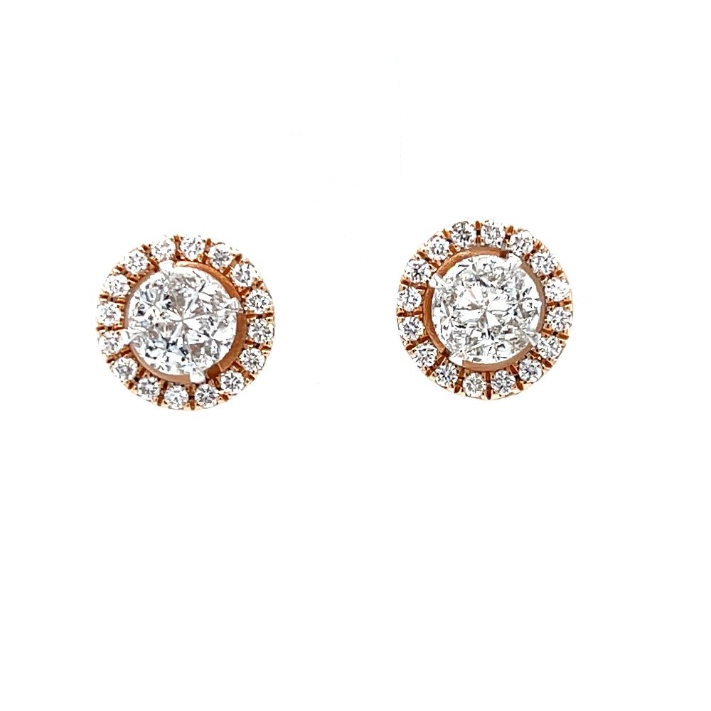 Solitaire studs with halo diamond b...