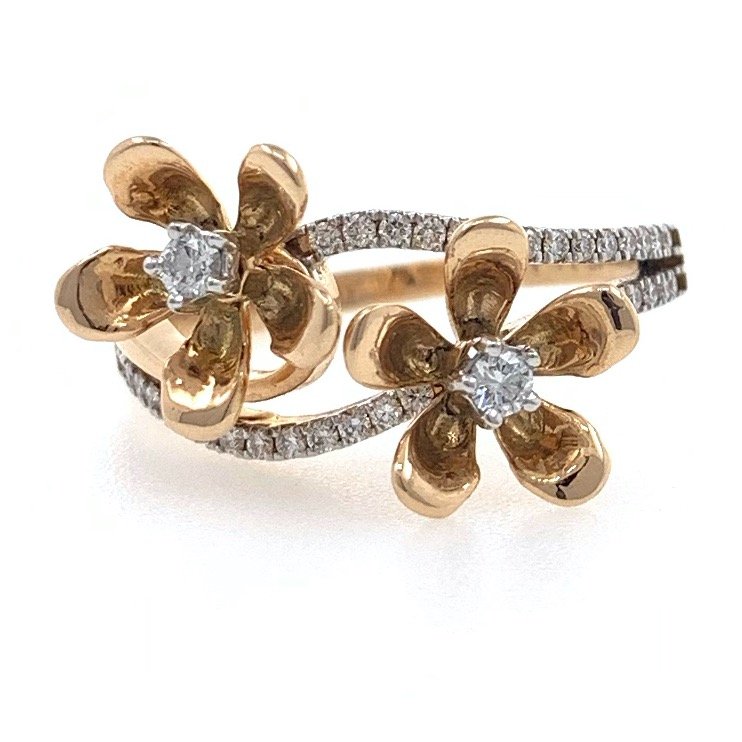18kt / 750 rose gold two flower dai...