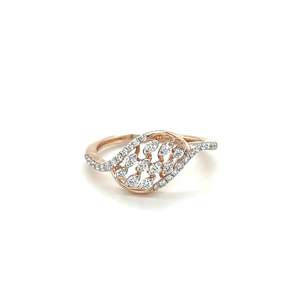 Shimmering Diamond Leaves Ring with...