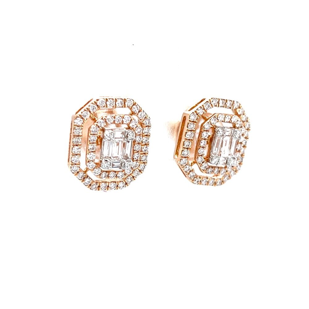 Octagon shaped emerald cut diamond butty with dual line