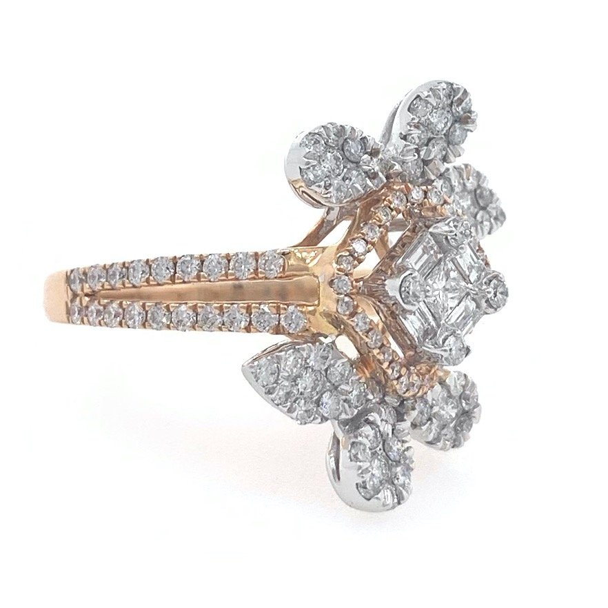 18kt / 750 rose gold evening wear designer diamond ring 8lr163