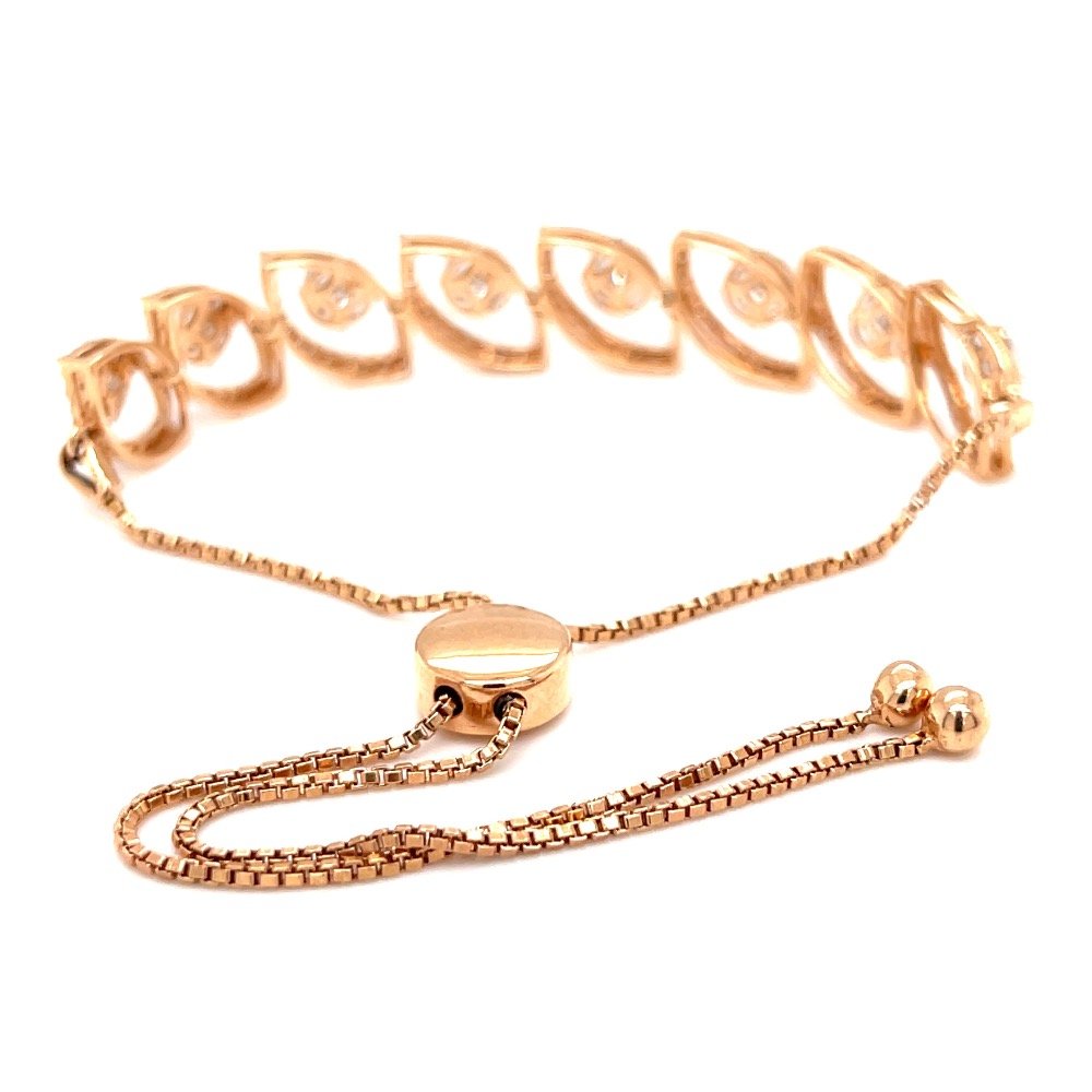 Adjustable tennis bracelet with pressure set in the centre