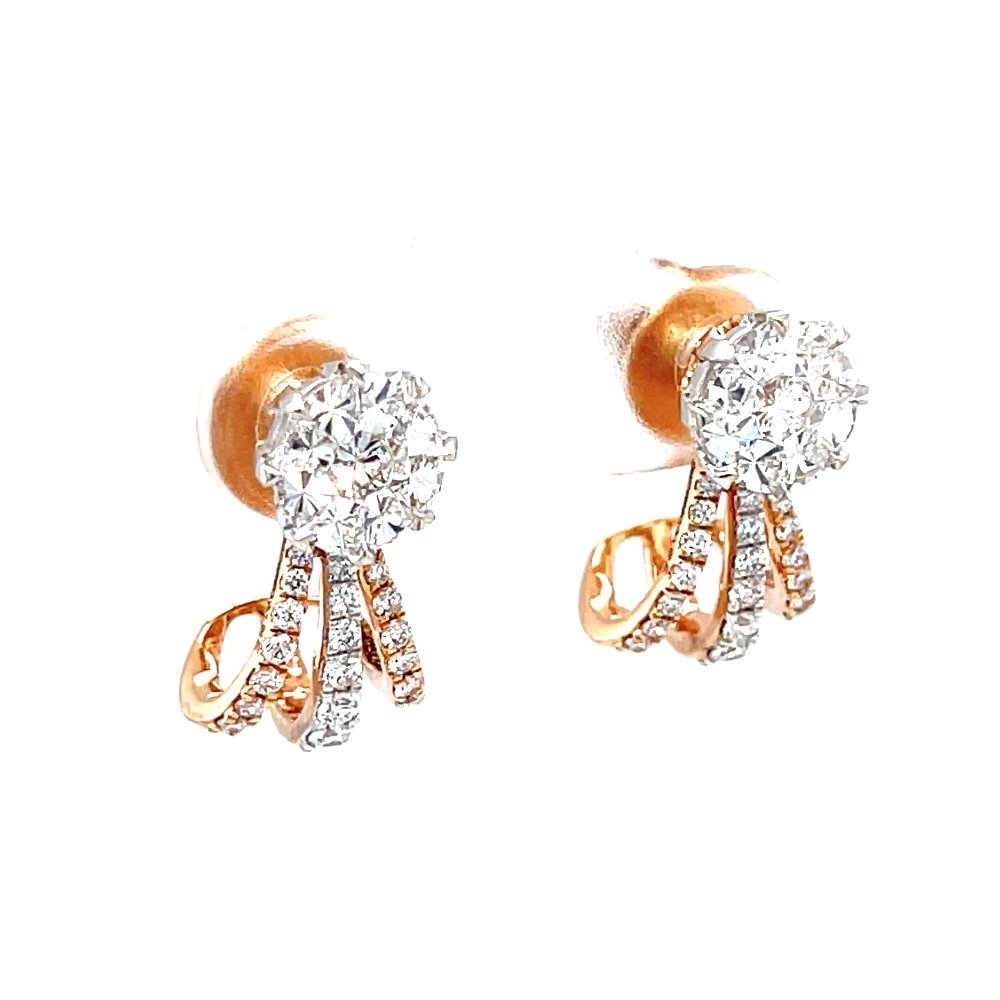 Pie cut pressure set diamonds in hoop with three lines 0top173