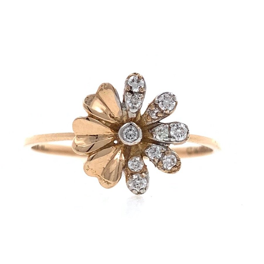 18kt / 750 Rose gold flower diamond...