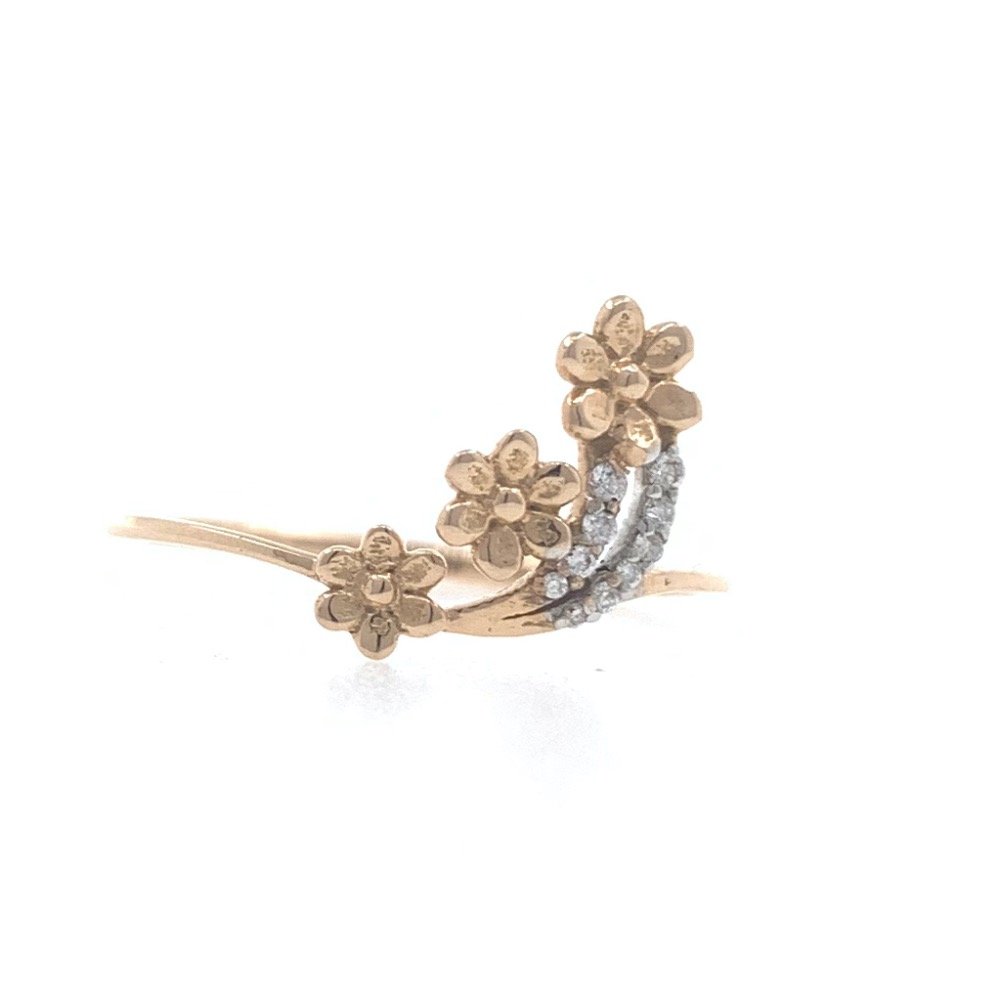 18kt / 750 rose gold Three Flower Diamond Ladies Ring 9LR201