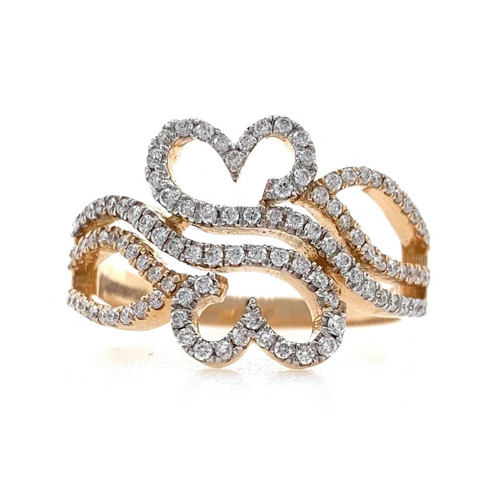 18kt / 750 rose gold dual heart dia...