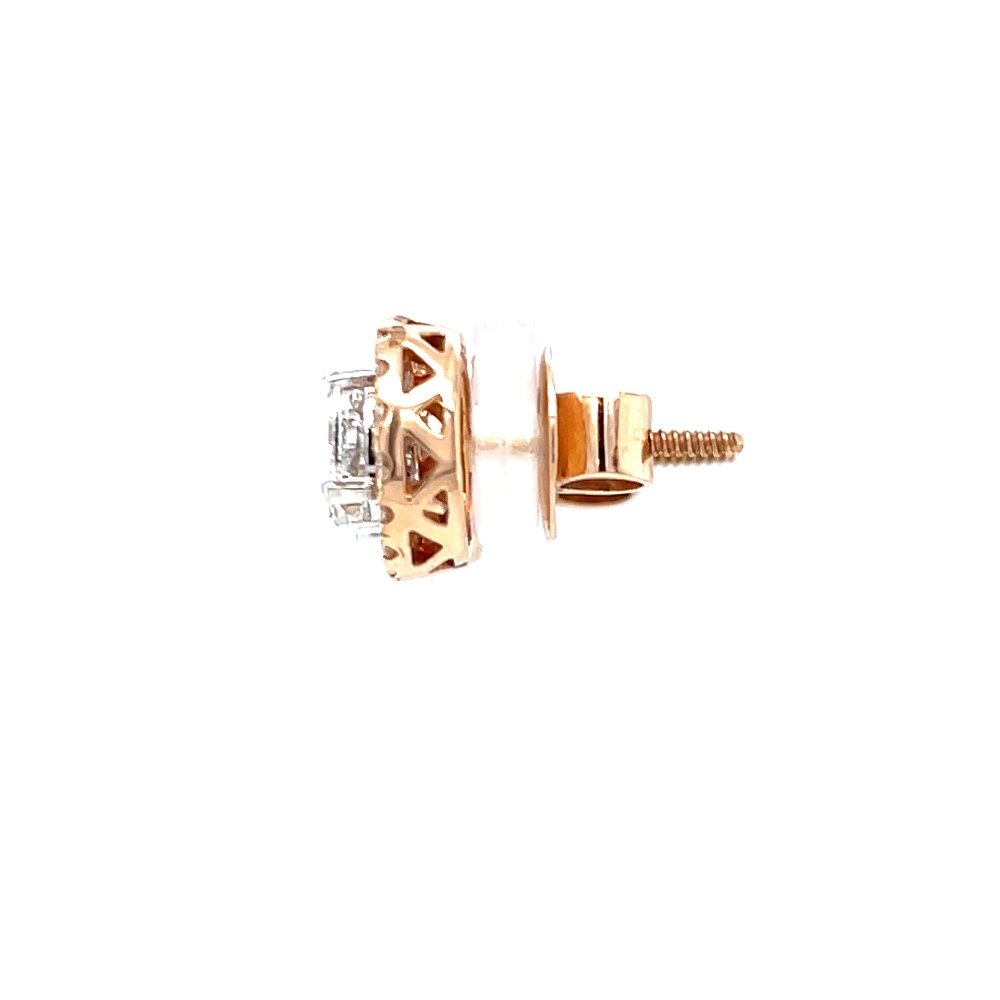 Solitaire studs with halo diamond border in pressure set 0top98