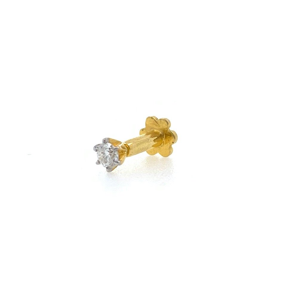18kt / 750 yellow gold classic single 0.07 cts diamond nose pin 9np128
