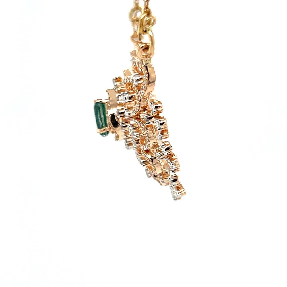 Paarambariyam Diamond Tanmaniya Mangalsutra Pendant with Green Stone