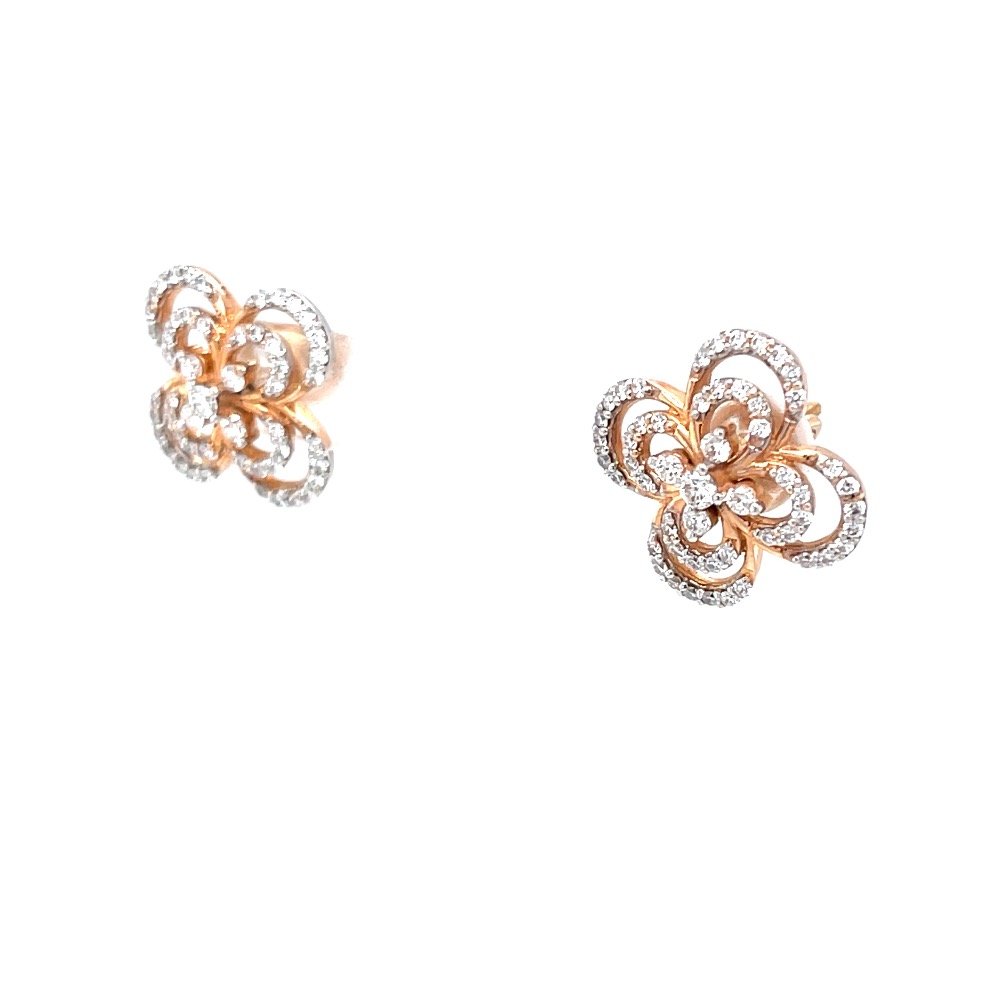 Alyssum Flower Inspired Diamond Earrings in 18k Rose Gold 9TOP113