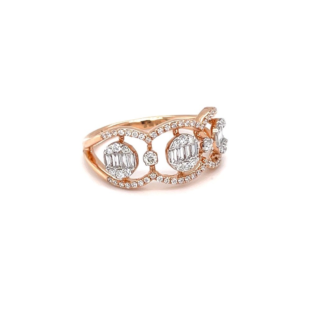 Tri pressure set diamond ring in 18 karat hallmark rose gold