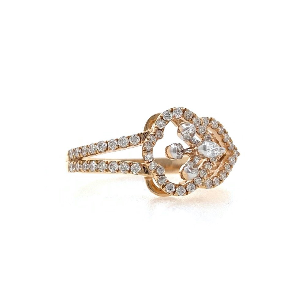 Satis diamond ladies ring with pear & round diamonds having asymmetrical look in 18k rose gold - vvs ef - 51 cents - 3.650 grams - 0lr37