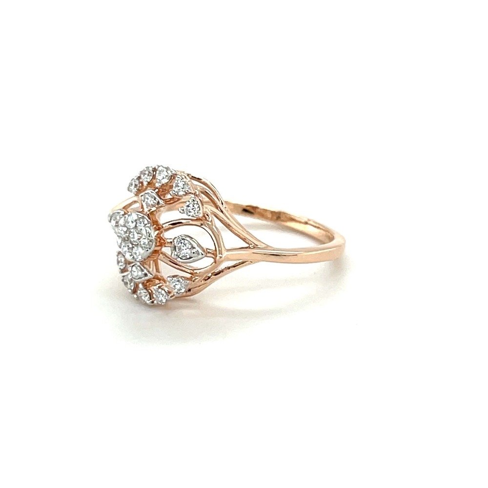 14k Rose Gold Ring with Diamond Blossom in VVS EF quality