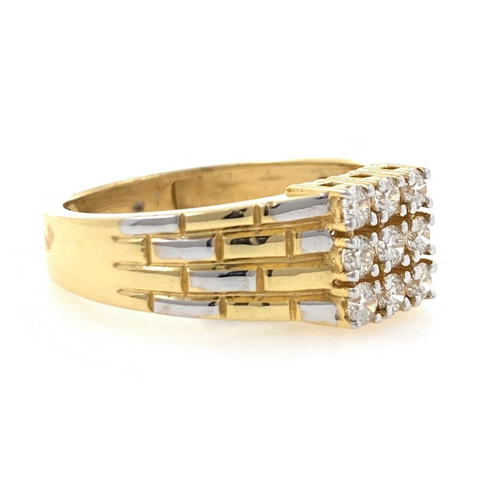 18kt / 750 yellow gold brick wall diamond gents ring 9gr8