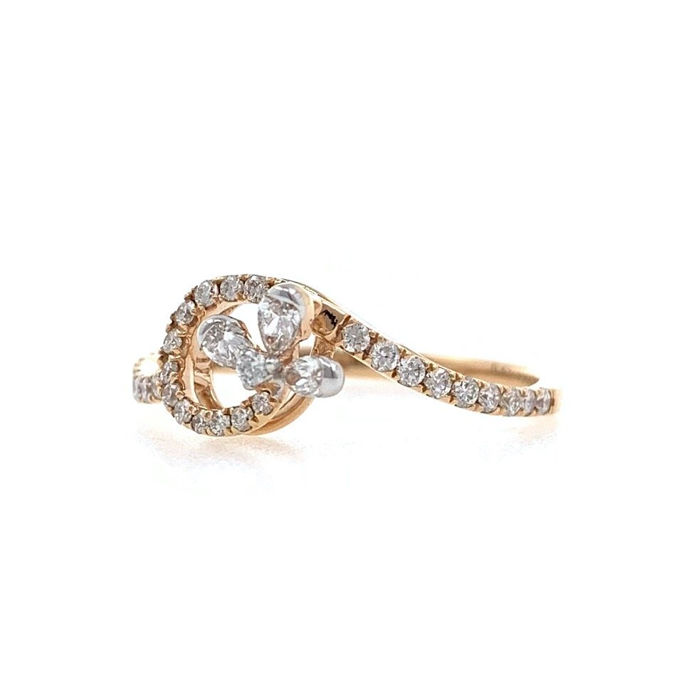 Jolie Diamond Ring for Everyday Wear with Pear & Round Diamonds in 18k Rose Gold - VVS EF - 0.30 carats - 1.640 grams - 0LR35