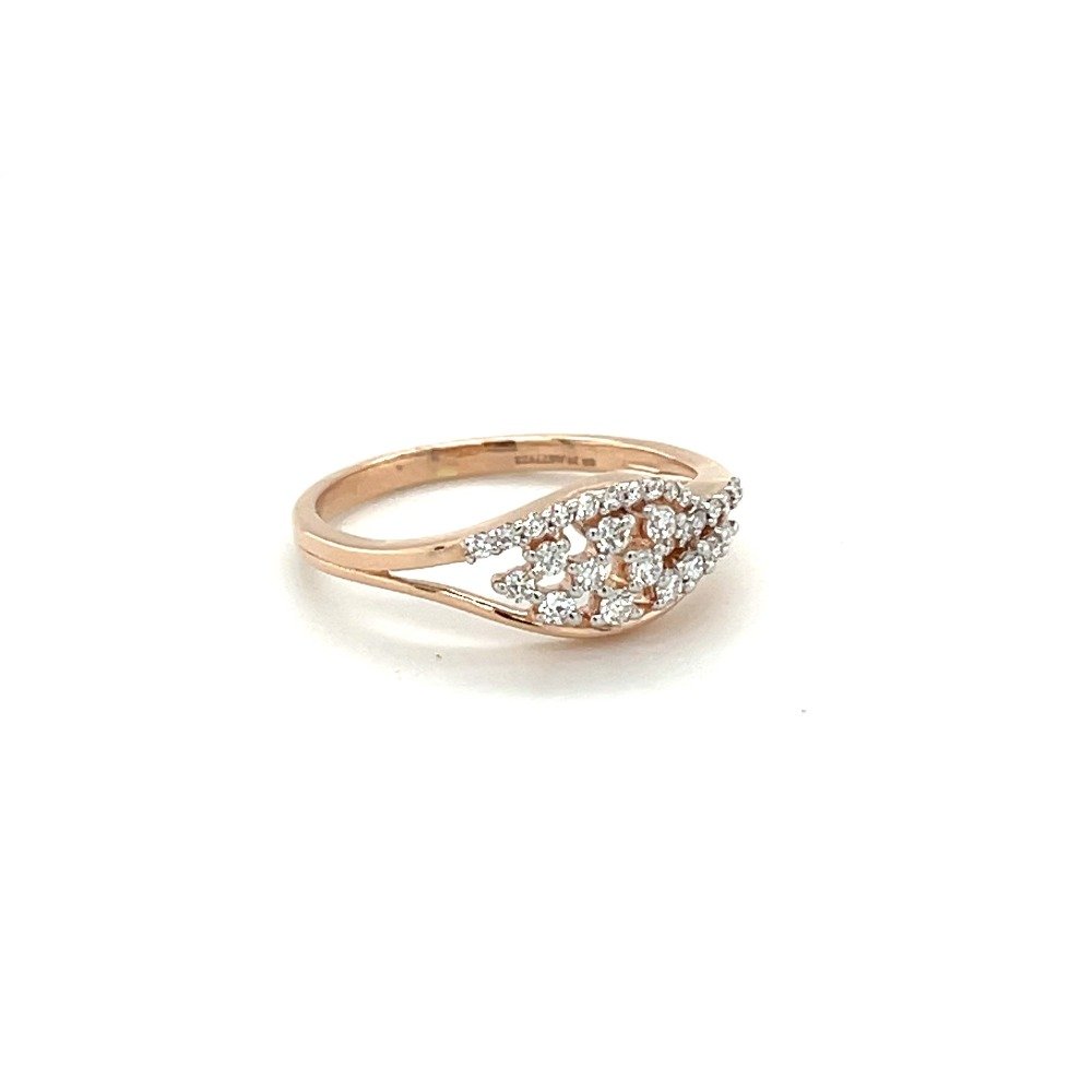 Radiant Rose Gold Ring with Round Cut Diamond and Pave Band