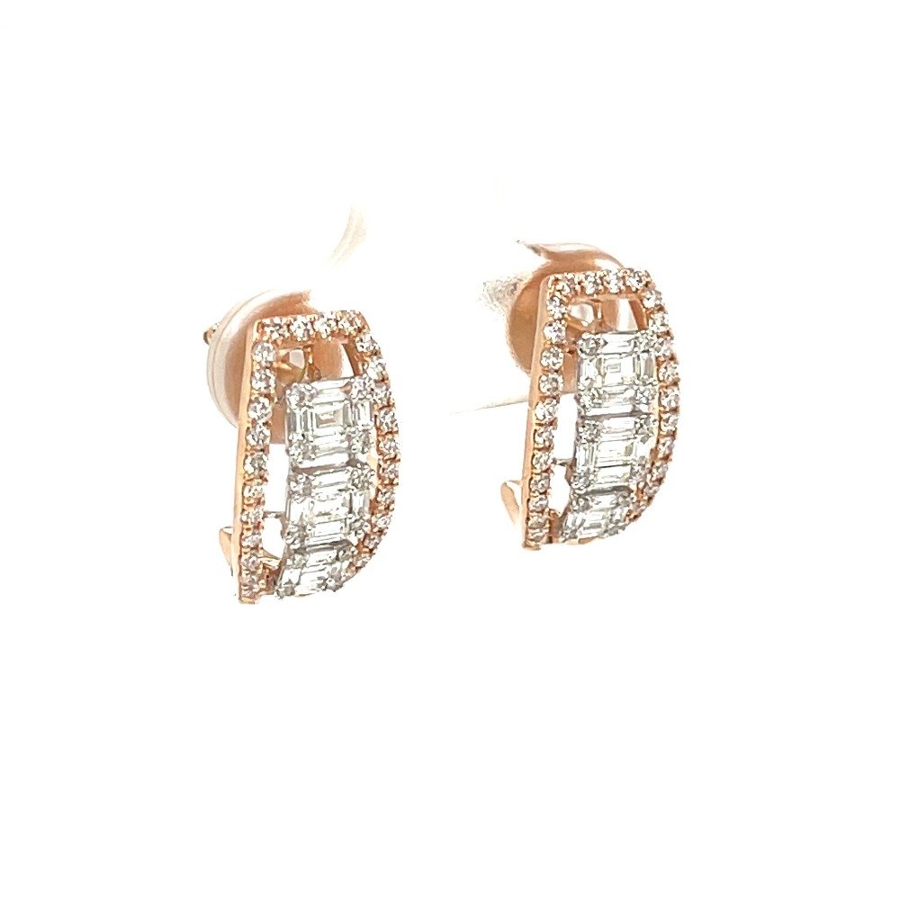 Elena Diamond Half Hoop Earring with Baguettes