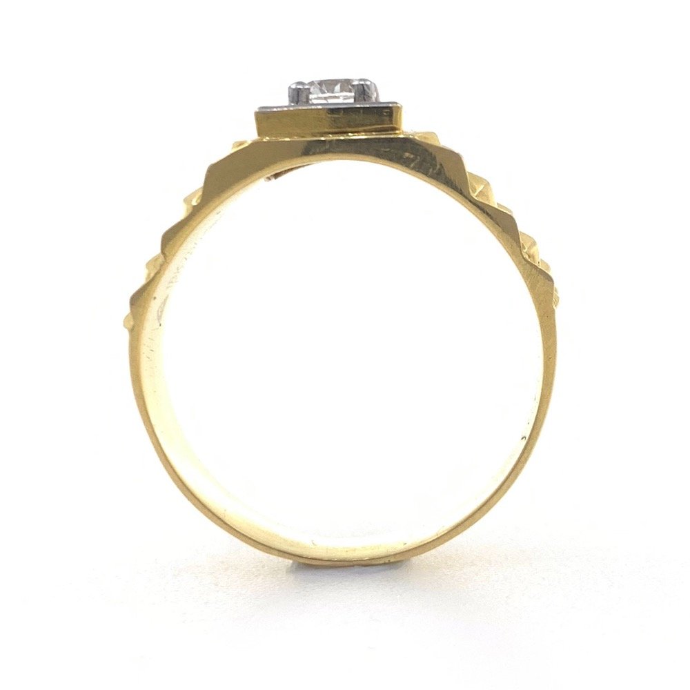 18kt / 750 yellow gold rajwada style solitaire diamond gents ring 9gr14