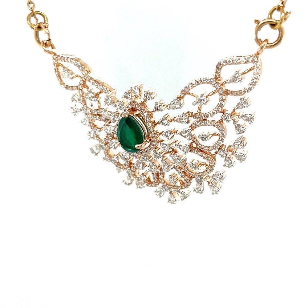 Paarambariyam Diamond Tanmaniya Mangalsutra Pendant with Green Stone