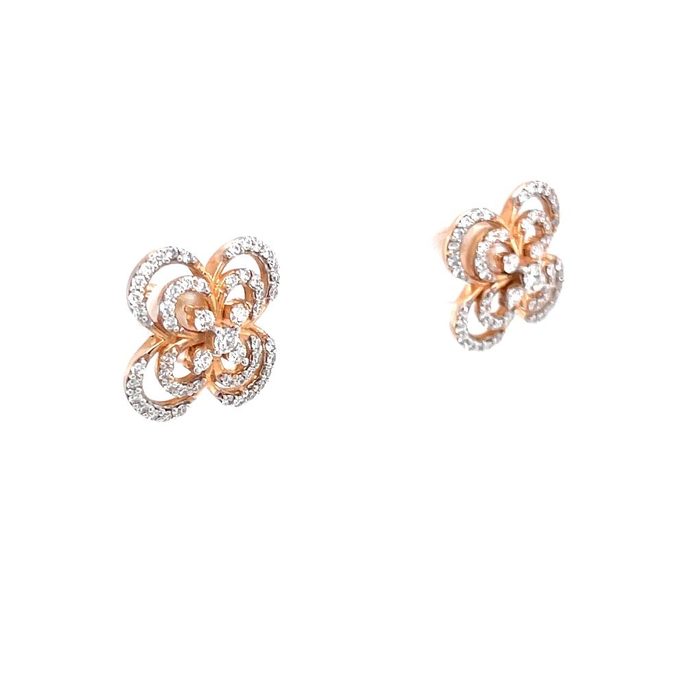 Alyssum Flower Inspired Diamond Earrings in 18k Rose Gold 9TOP113